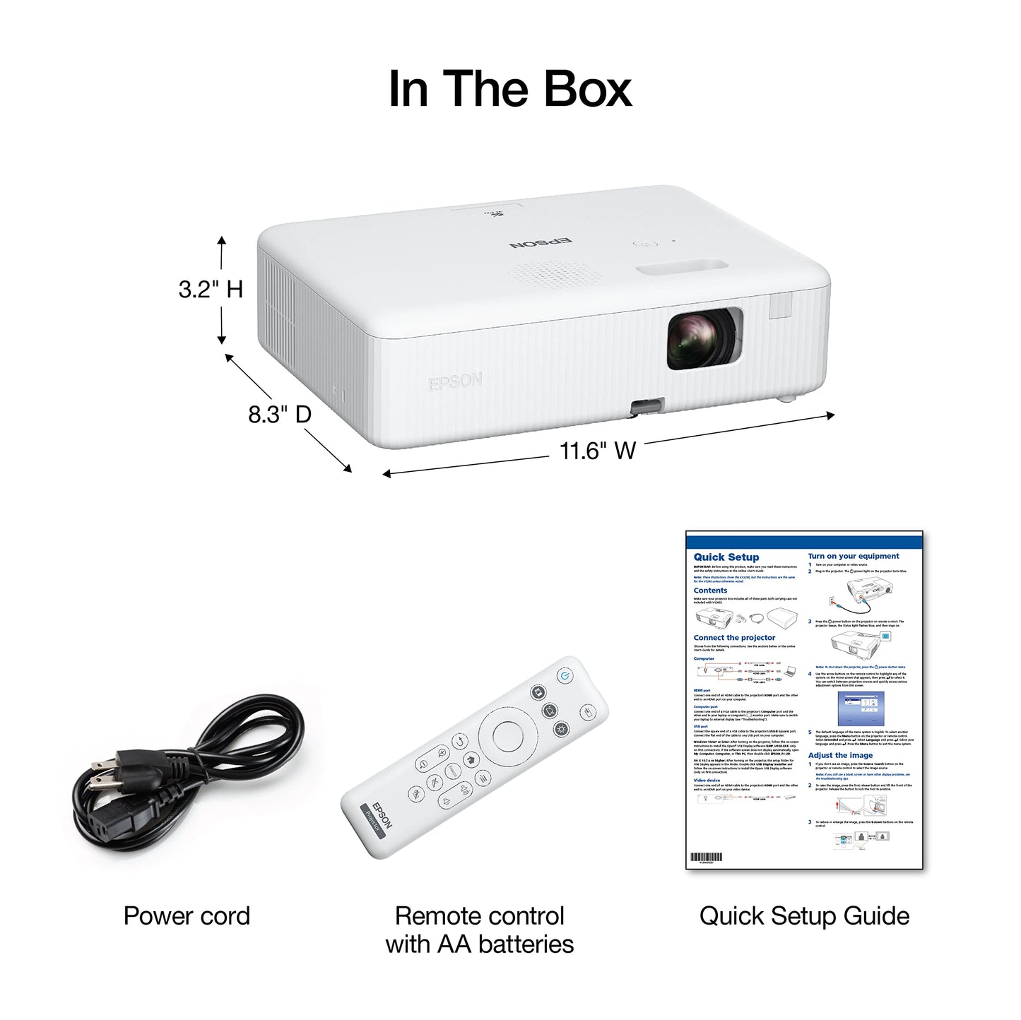 Epson EpiqVision Flex CO-W01 Portable Projector, 3-Chip 3LCD, Widescreen, 3,000 Lumens Color/White Brightness, 5 W Speaker, 300-Inch Home Entertainment and Work, Streaming Ready