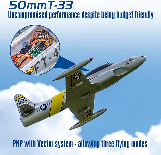 FAIR RC Arrows Rc Jet Plane Hobby RC Plane Remote Control Jet 50mm T-33 EDF Jet with Vector Flight Stabilization System PNP (No Battery no Charger no Radio)