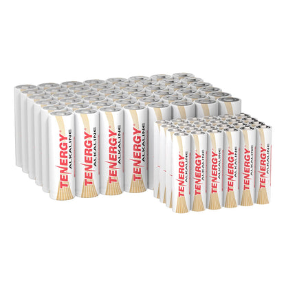 Tenergy Combo 48xAA 24xAAA 1.5V Alkaline Batteries, High Performance AA/AAA Non-Rechargeable Battery for Clocks, Remotes, Toys & Electronic Devices, Household Batteries