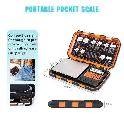 Fuzion Digital Pocket Scale, 500g x 0.01g Gram Scale, Mini Scale 6 Units Jewelry Scale with LCD Display, Tare Function for Food, Jewelry, Coin, Coffee