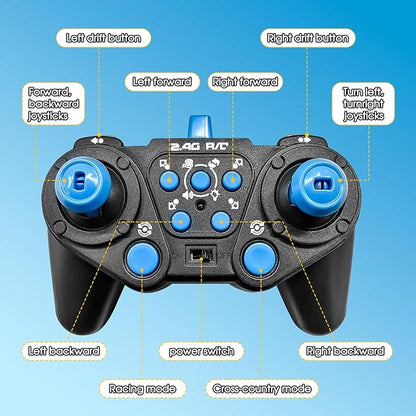 Gesture Sensing RC Stunt Car - Boys Toys Age 6-12 4WD Hand Controlled Remote Control Drift Twist Offroad 360° Rotation Car with Light &amp Music Cool Birthday Presents and Ideas Gifts for Kids Blue