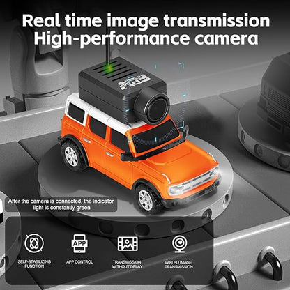 GoolRC WLtoys 6405 Mini RC Car 2.4GHz 1:64 Scale FPV Remote Control Car with Camera 720P and Gyro APP Control Vehicle with LED Lights for Adults Without Remote Controller (Orange)