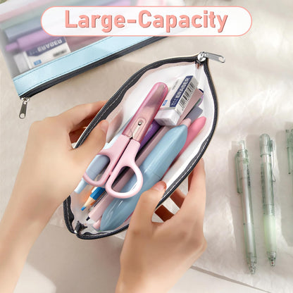 Timart Clear Pencil Pouch-3 Pack, Clear Pencil Case, Pen Holder with Zipper for Kids, Makeup Pouch, Kids Pencil Pouch for Office School Supplies Travel Accessories
