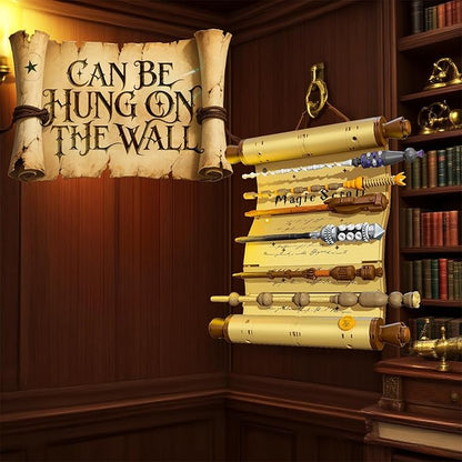 Inspired Magic Scroll Building Block Set with 7 Unique Wizard Wands Movie Fantasy Fans DIY Construction Toy for Enthusiasts Ideal Gift for Kids &amp Collectors