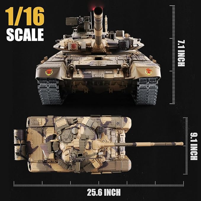 RC Tank Russian T-90 Main Battle Tank 1/16 2.4ghz Remote Control Vehicle with Sound &amp Light for Ages 14+