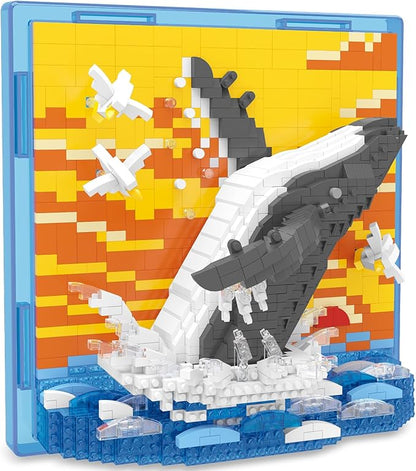 Whale Animal 3D Wall Art Micro Mini Building Blocks Set Unique Home Wall Decor or Table Display Ideal Gift Toy for Adults &amp Boys Girls 14+ (1495 PCS)