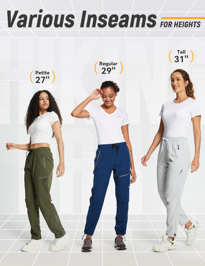 baleaf Women's Hiking Pants Quick Dry Water Resistant Lightweight Joggers Pant for All Seasons Elastic Waist Army Green Size XS