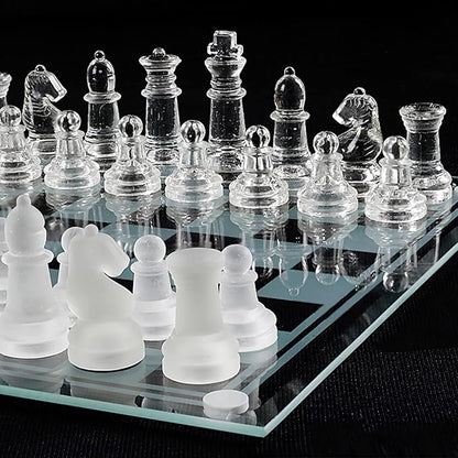 Elegant 10 Glass Chess Set - Premium Quality Board Game for All Ages for Chess Enthusiasts and Home Decor