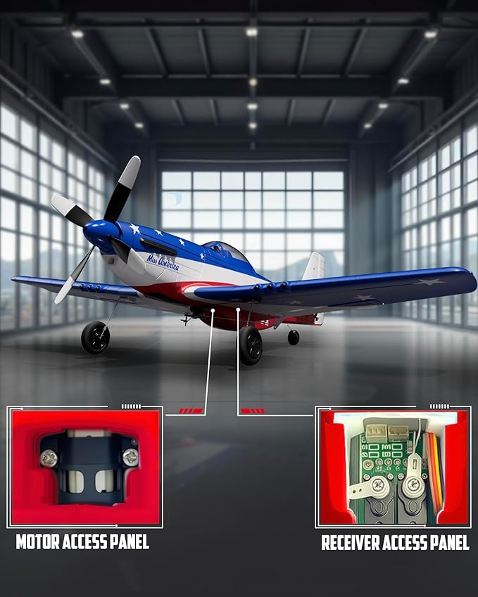 VOLANTEXRC RC Plane 4 Channel Remote Control Airplane P51d Mustang with Gyros Aileron Aerobatics 3 Modes to Fly for Adults &amp Beginners (Multi Color)