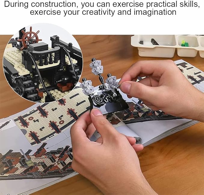 Black Pearl Pirate Ship Model Kit Large Boats Building Set Length 76.3cm with Sailboat Design for Adults Interesting for Enthusiasts 2868pcs