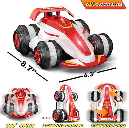 Upgraded Remote Control Car 360° Spins RC Car 2- in-1 Anti-Gravity RC Racer Wheelie Drift Stunt Car with Lights&ampMusic Birthday Gifts Toys for 6 7 8 9 10 11 12 Year Old Boys