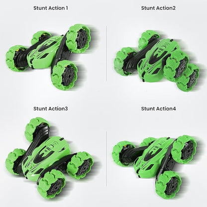 RC Stunt Car 360° Flips &amp Double-Sided Remote Control Truck with LED Lights 2.4GHz High Speed All Terrain Off-Road Toy Car Gift for Boys Girls Kids Ages 6-12 (Green)