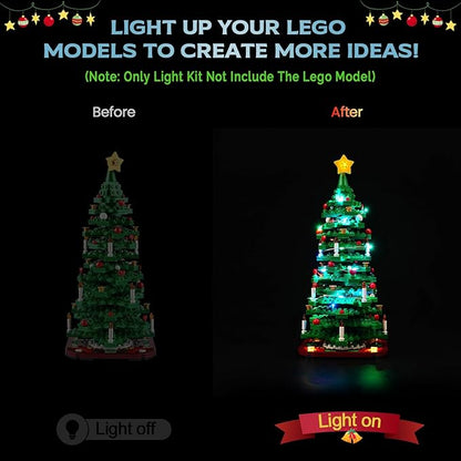 Upgraded Led Light Kit Compatible with Lego Christmas Tree Building Set Lights Decoration Compatible with Lego 40573 Gift Idea for Christmas Tree Lights (Model Not Included)