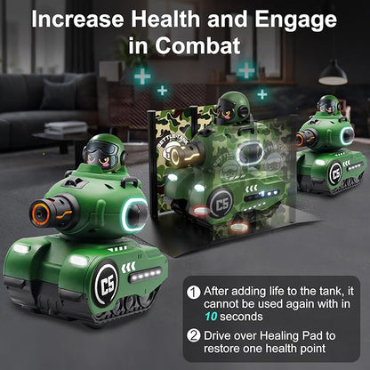 Remote Control Battle Tanks RC Battle Tanks with Infrared System Hobby RC Cars RC Tank that Shoots with HP Station Military Army Toys Christmas Birthday Gifts for 6-12 Year Old Boys Girls 2 Pack