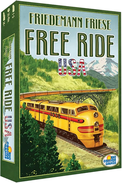Rio Grande Games: Free Ride USA - Railroad Development Strategy Board Game 1950s America Themed Train Game Connect Cities Ages 14+ 1-5 Players