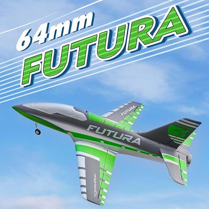 FMS Rc Jets Futura 64MM EDF Sport Jet Green rc Airplanes for Adults for Trainers EDF for Beginners 6 Channel Remote Control Planes PNP(NO Transmitter Batteries and Charger)