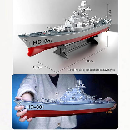 GoolRC Remote Control Warship RC Military Battleship 1:390 Scale Remote Control Boat for Lakes and Rivers 2.4GHz RC Armed Cruiser Boat Model with Low Battery Alarm and 2 Batteries for Adults