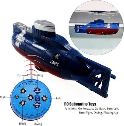 Tipmant Mini RC Submarine Toy Radio Remote Control Tourism Boat Diving Waterproof for Indoor Fish Tank Bathtub Water Kids Birthday Gifts (Blue)