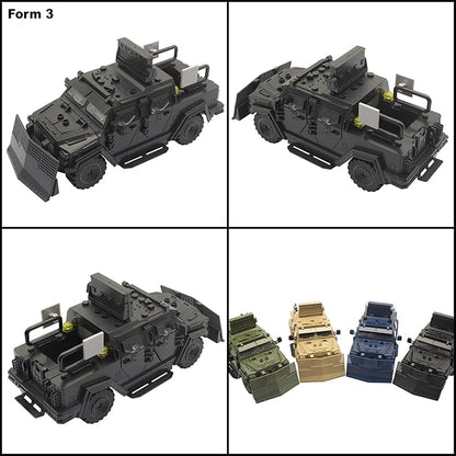 Military Vehicle Building Toy Armored Vehicle Building Block Toy Army Battle Brick Military Car Model Toys for Age 6 7 8 9 10 11 12+ Accessories Compatible with Major Mini Figure (Black)