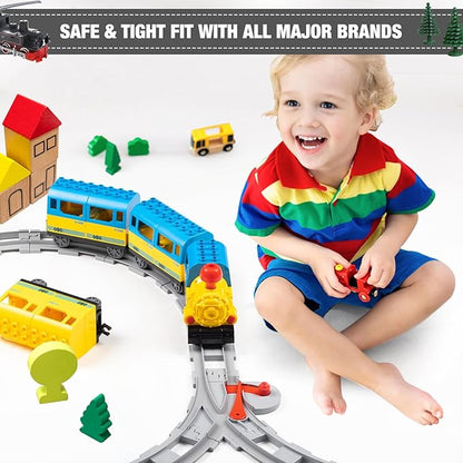 32 Pieces Train Tracks Classic Railway Track with 20 Curved Tracks 10 Straight Tracks and 2 Switches Tracks - Compatible with All Major Brands Toy Track Accessory for Kid Light Grey