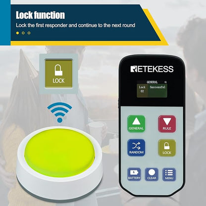 Retekess TM102 Trivia BuzzersJeopardy Buzzers3 Working Modes66ftPhysical SwitchesFamily Feud Game for Adults with 4 Rechargeable Buzzers