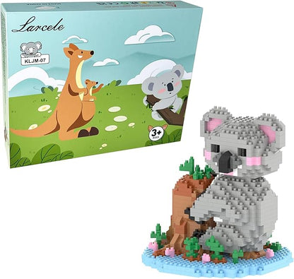 Larcele Animal Series Micro Building Blocks Animal Set DIY Mini 3D Building Toy Bricks1000 Pieces KLJM-07 (Koala)