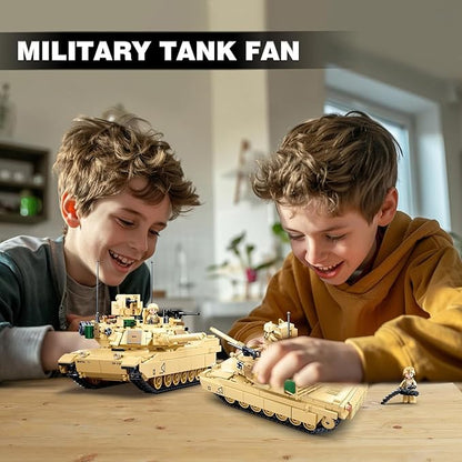 WW2 Army Tank M1A2 Main Battle Tank Military Model Toy Kits Inspired M1A2 Abrams Brick Building Set Including 2 Soldier Minifigures Gifts for 6-12 Year Old Kids Compatible with Lego 781 PCS1