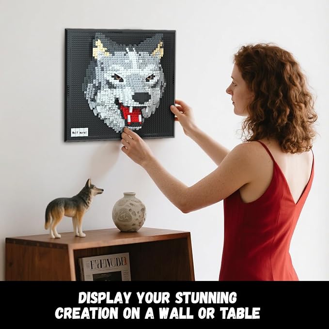 Wolf Animal 3D Wall Art Micro Mini Building Blocks Set for Adults Unique Home Wall Decor or Table Display No Compatible with Lego Ideal Birthday Christmas Toy Gift for Teens (2214 PCS)