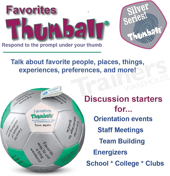 Trainers Warehouse 6 Thumball Collection 32 Prompts for Conversation Team Building Relationship and Training