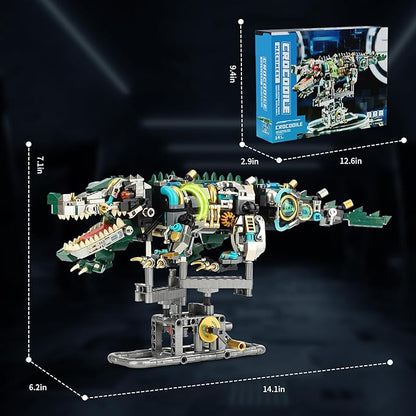 Ideas Mechanical Crocodile Building Set - Alligator Animal Toy with Display Stand and Light Compatible with Lego Dinosaur STEM Gift for Adults &amp Teens Boys Ages 14+ (996 PCS)