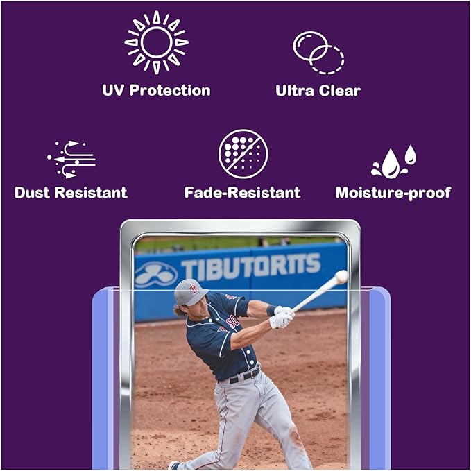 50ct 3X4 Card Sleeves Hard Plastic - 180pt Hard Card Sleeve Baseball Card Protectors Hard Plastic Premium Card Sleeves for Trading Cards Hard Card Holder for Sports Baseball Football Game Cards