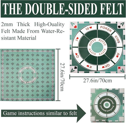 Extguds Michigan Rummy Deluxe Board Game Set: Felt Game Mat + 2Boxes of Playing Chips (200 Pieces)+1Deck of Poker+1Game Manual.The Perfect Blend of Rummy and Poker Perfect for Family Game Night