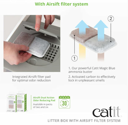 Catit Airsift Jumbo Hooded Litter Pan, Warm Gray/White - Privacy and Easy Access for Cleaning - Ideal for Larger or Multiple Cat Households