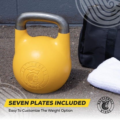 Kettlebell Kings Competition Kettlebells Weight (35mm handle) 8-48 KG | Hand weights Workout Gym Equipment & Strength training sets for Women & Men for Home Gym | Suitable for High Repetition Workouts