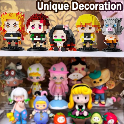 5 Kill Demon-Themed Anime Figures Building Set 2IN1 Sitting&ampStanding Models Cute Popular Characters Monster Killer Micro Brick Japanese Manga Merch Toy Decor Easter's Day Gift for Fans(1140 Pcs)