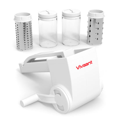 Restaurant-Grade Italian Cuisine Parmesan Cheese Grater - Perfect Heavy-Duty Rotary Cheese Grater with Handle - Effortlessly Shred and Shave Cheese with 2 Easy to clean Stainless Steel Drum Blades