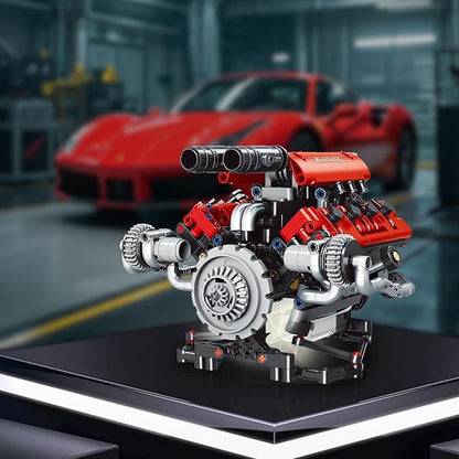 V8 Engine Model Kit That Work - 8-Cylinder Visible Engine Building Blocks Set with Motor LED Light &amp APP Control - Build Your Own Engineering Kit STEM Project for Adults &amp Kids (660 PCS)