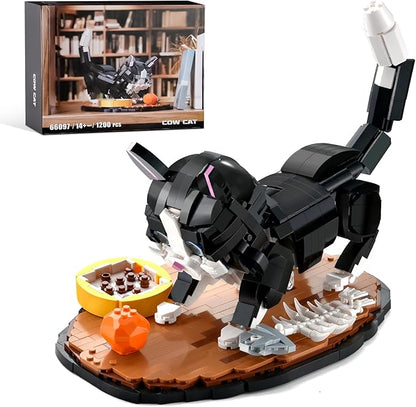 Tuxedo Cat Building Sets for AdultAnimal Black Cat Building Blocks Toy with Display BaseHome or Office DecorGift for Teens Kid Boys Girls 8+ (1200pcs)