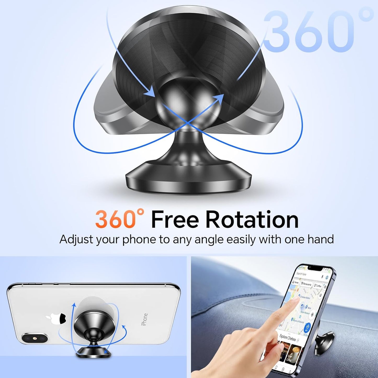 【 2-Pack 】 Magnetic Phone Holder for Car Dashboard【Strong Magnet】iPhone Magnetic Phone Mount for Car Phone Holder 【4 Metal Plate】Cell Phone Holders for Your Car Mount for iPhone 16 Pro Max 15 14 13 12