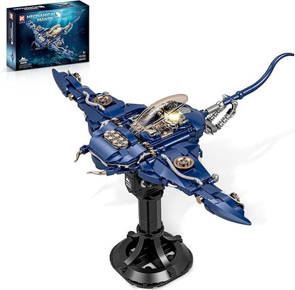 Mechanical Fish Building Set for Audlts Sea Animal Building Block Toy with Display StandFish Model for Office DecorGreat Gifts for Boys Grils 8+689PCS