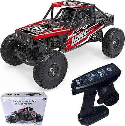 LDRC 18499 Waterproof Rc Climbing Car 1:18 Full Proportion Rc Offroad 4x4 Rc Underwater Crawler Pipe Rack Climbing Vehicle Cars Model RTR (Red)