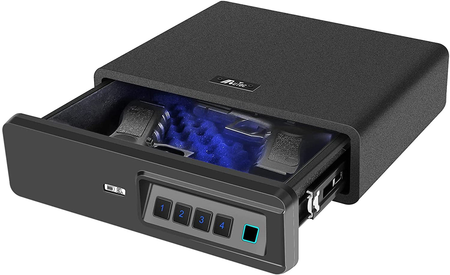 Biometric Fingerprint safe, Slide-Away Handgun Safe for Two Pistols Storage Drawer Safe for Home and Vehicle (Biometric Safe)