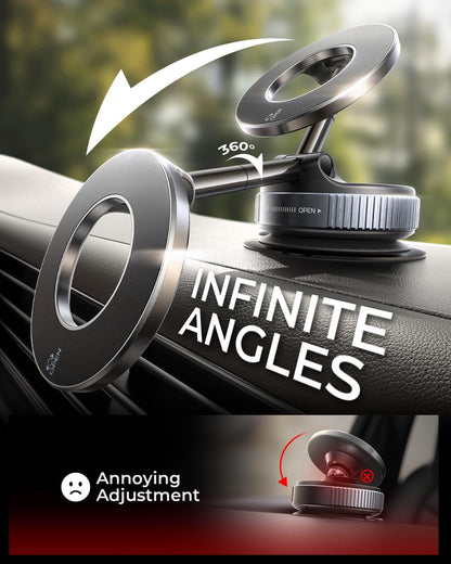 MRGLAS 2026 Upgraded Vacuum Magnetic Phone Holders for Your Car 360° Adjustable Absorption Magnetic Bracket 98LBS Magsafe Suction Cup Phone Mount for iPhone 17 Car Truck Accessories for Men Women