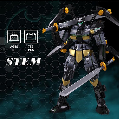 Mech Building Sets Black Robot Mecha Building Kit with Two Knife Collectible Gift for Teens Boys 8+ Compatible with Lego Mech Set 534 PCS