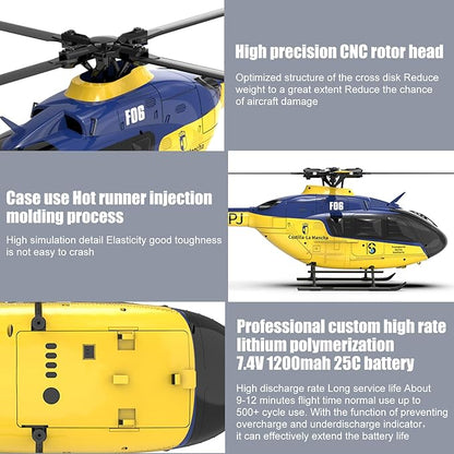F06 Remote Control Helicopter 6-Axis Gyro RC Helicopter with Brushless Motors Altitude Hold Optical Flow Positioning Function and LED Lights 2.4GHz Mini Aircraft Toy for Teens Adults