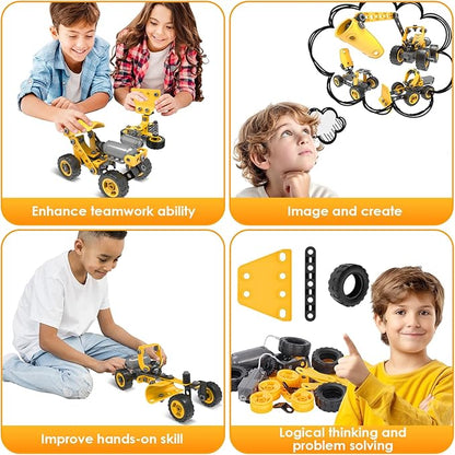 10 in 1 Kids STEM Building Toys Electric Building Blocks Toys Set for 5 6 7 8+ Year Old Boy Educational STEM Learning Construction Excavator Kit for Kids Age 4-8 5-7 6-8 8-10