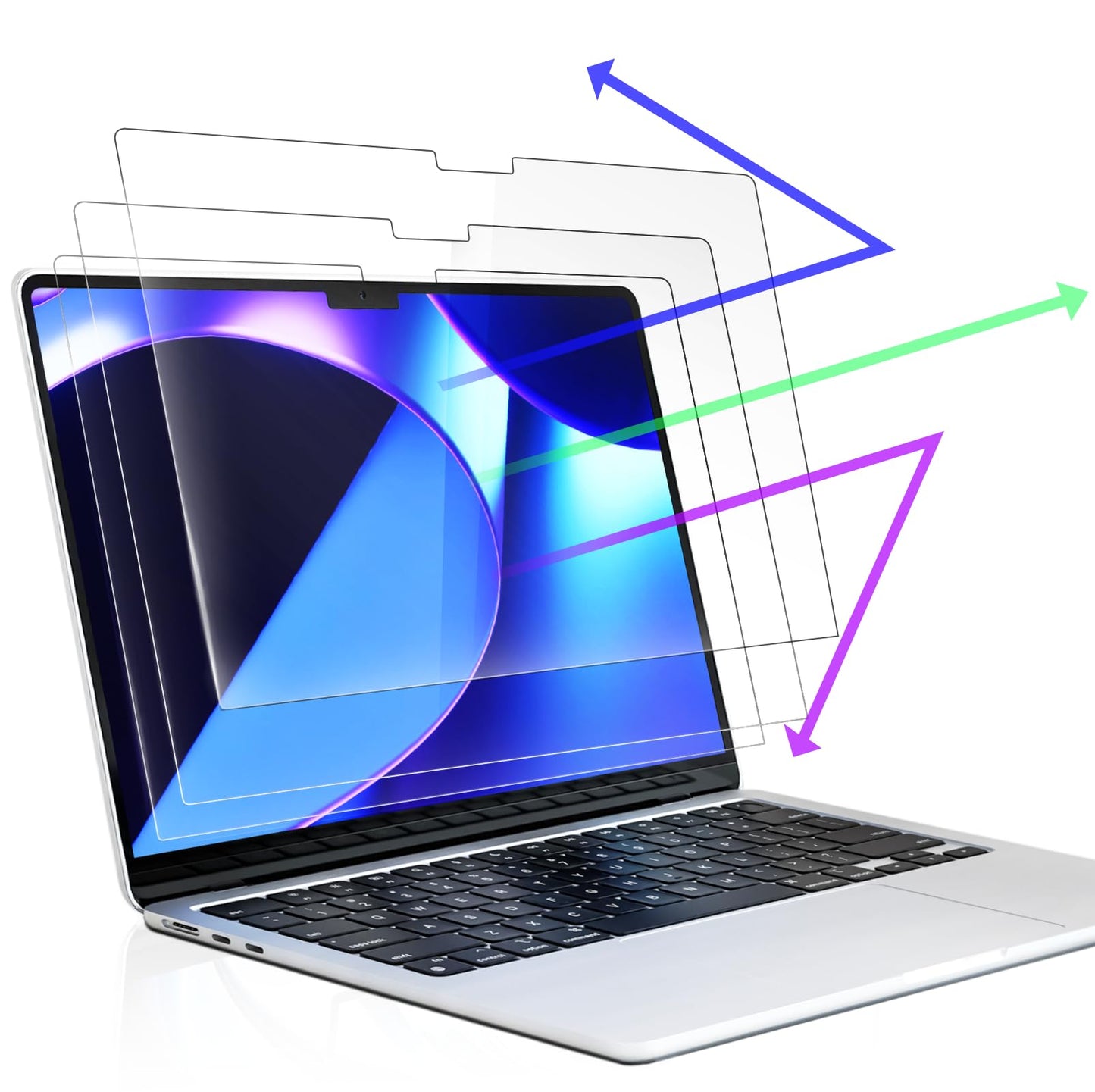 Peslv 3-Pack Anti Blue Light Screen Protector for MacBook Air 13.6/13 Inch (2022-2025, M2 M3 M4 Chip), 13.6inch Mac Laptop Glare Filter Uv Blocker Shield Cover Eye Protection Film