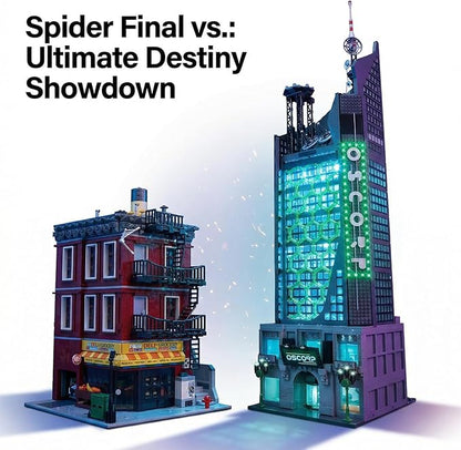 Spider Final vs. Building Set for Adults - MOC Heroes Peter &amp Friends' Apartment House Modular Building with Police Car Deli Grocery for Architecture Collectors Movie Fans Gift (3559 Pcs)