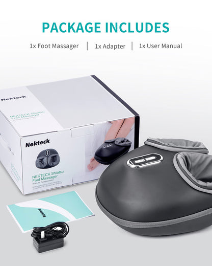 Nekteck Shiatsu Foot Massager with Heat, FSA Eligible Deep Kneading Therapy Air Compression, HSA Feet Massage Improve Blood Circulation Foot Wellness Soothing Pain Relief, Relax for Home Office Use