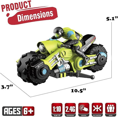 UNIQUE KIDS Remote Control Motorcycles - 360° Spinning Action High-Speed Racing Motorbike with LED Lights for Boys and Girls Green Color